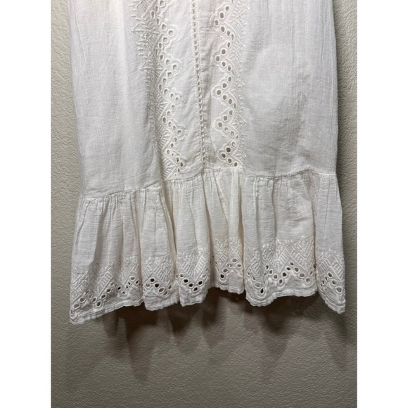 HOUSE OF HARLOW 1960 White Eyelet Lace Trimmed Ruffle Hem Slip Dress M - Picture 7 of 10